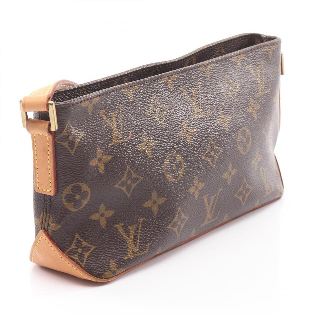 Louis Vuitton Bag Monogram Leather Shoulder Brown Trotteur Canvas